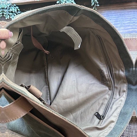 LL Bean Canvas Leather Boat Bucket Travel Shoulder Bag Satchel Khaki - Picture 14 of 16